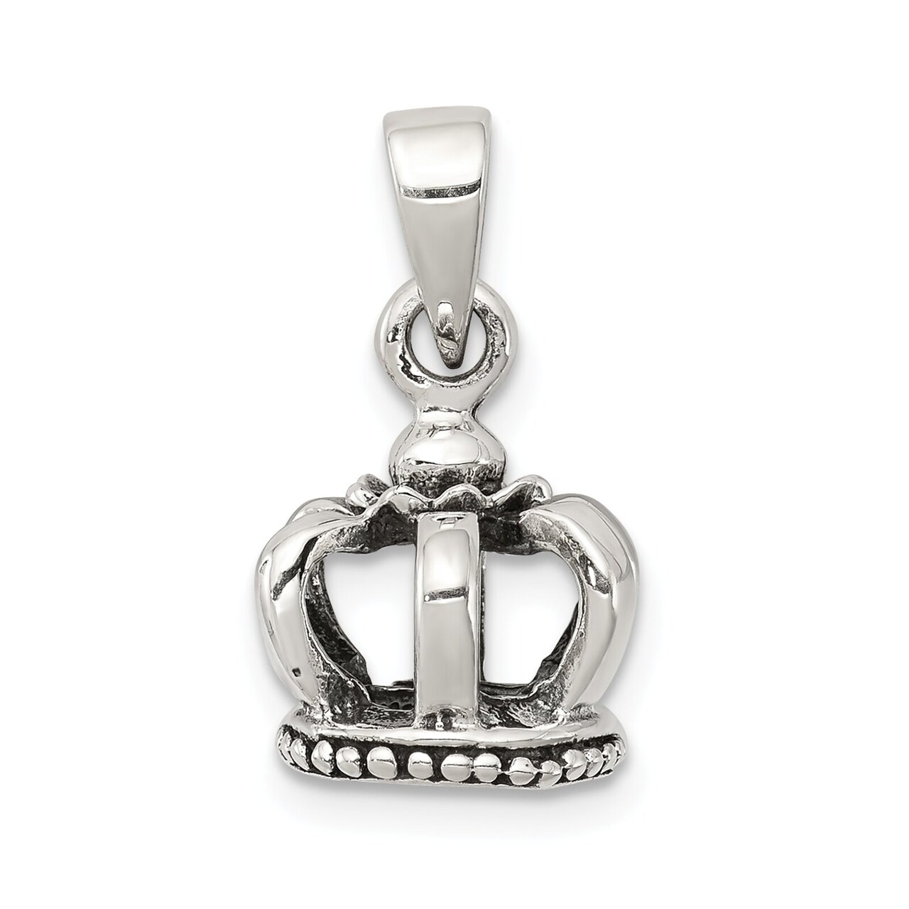 Sterling Silver Antiqued Crown Pendant Charm Jewelry 10mm x 11mm